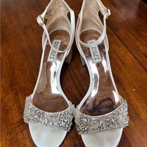Badgley Mischka Silver Embellished Heels for Special Occasions